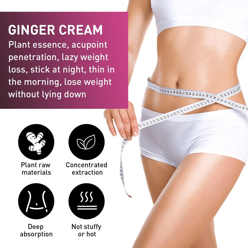 Ginger body slimming tightening cream in 15g size for thigh shaping application.