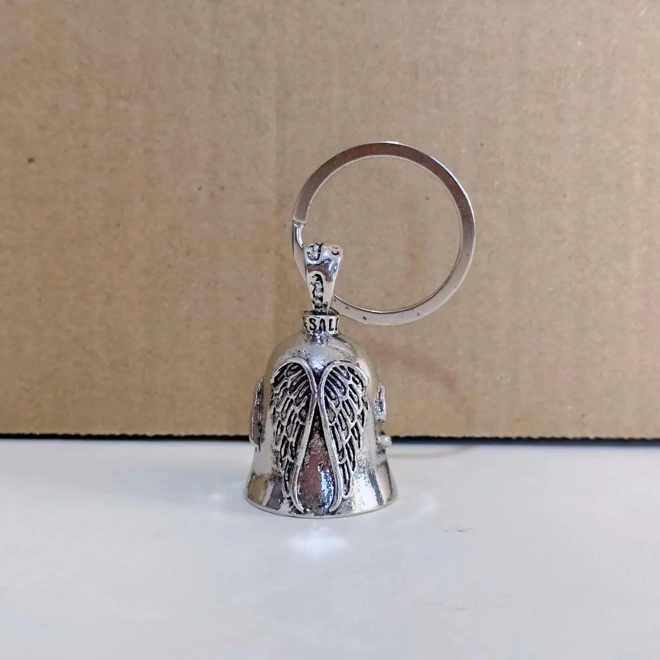 Angel feather wings design keychain and necklace in vintage electroplated alloy.