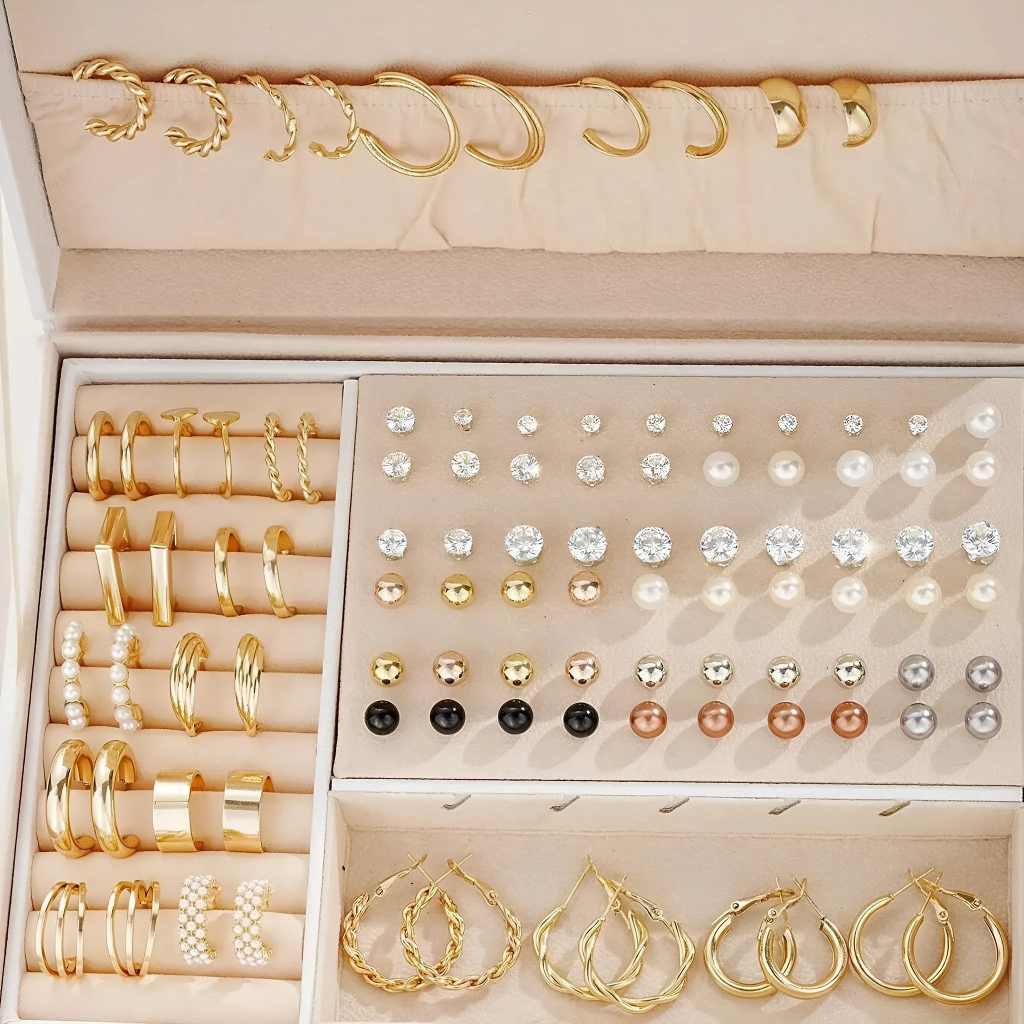 108-piece geometric alloy earring combination set with electroplated gold and yellow finishes