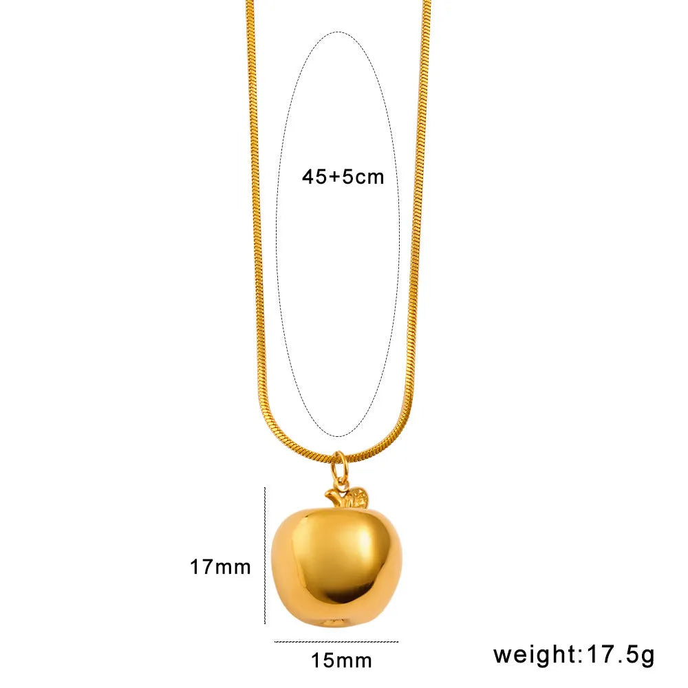 Stainless steel fruit pendant necklace with colourful charm designs including apple, grape, watermelon, pineapple, strawberry, and banana