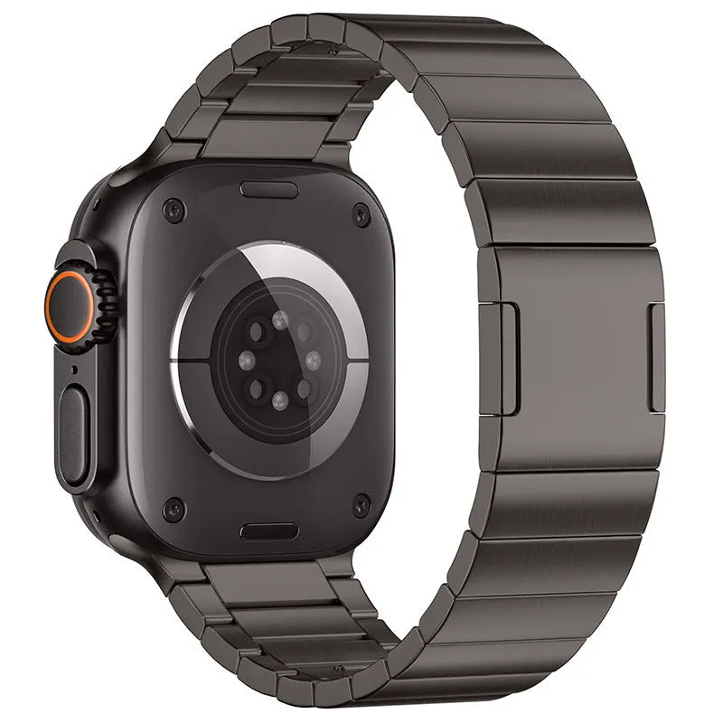 Stainless steel magnetic buckle watch strap for Apple compatible watches in silver colour
