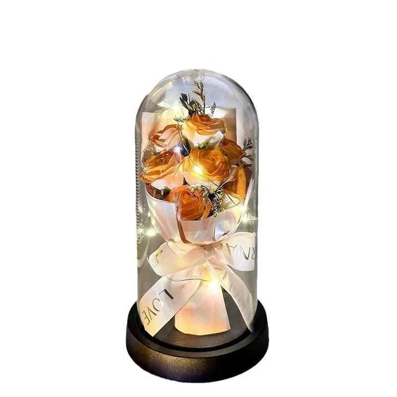 Bionic bouquet artificial flower arrangement in gradient colours with forming process construction