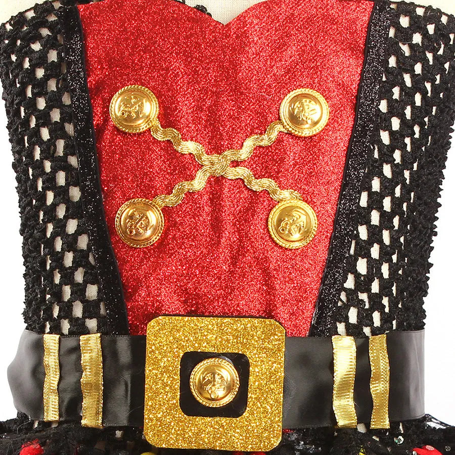 Sleeveless girls pirate costume dress with sequin and lace decoration for Halloween