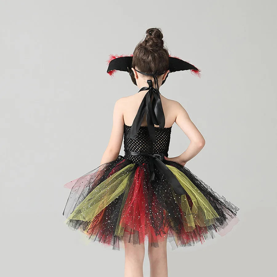 Sleeveless girls pirate costume dress with sequin and lace decoration for Halloween