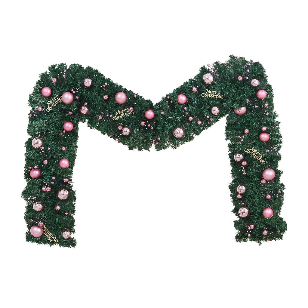 2.7 metre pink Christmas rattan decoration with 240 warm lights in Korean style