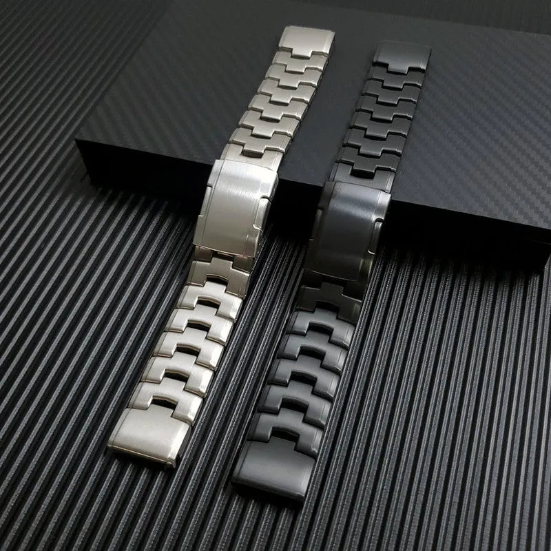 Garmin Jiaming Fenix replacement watch strap in black, silver, titanium colours for 22mm and 26mm widths