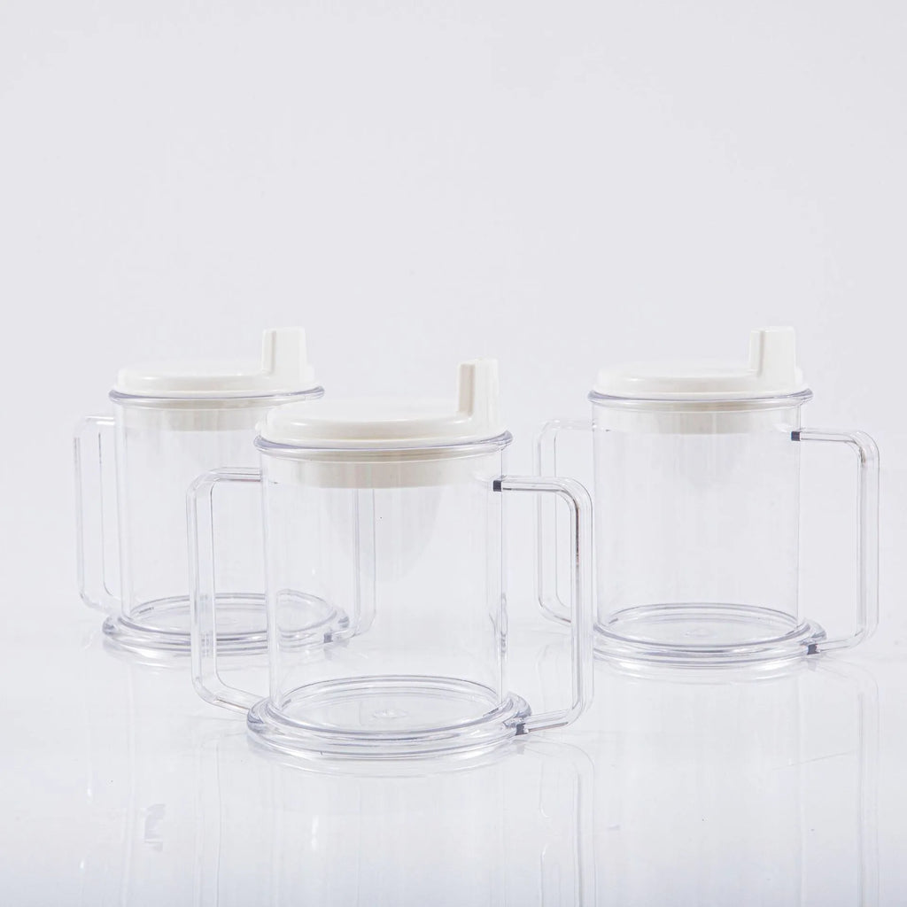 Transparent spill-proof lightweight drinking cup with modern minimalist design