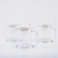 Transparent spill-proof lightweight drinking cup with modern minimalist design