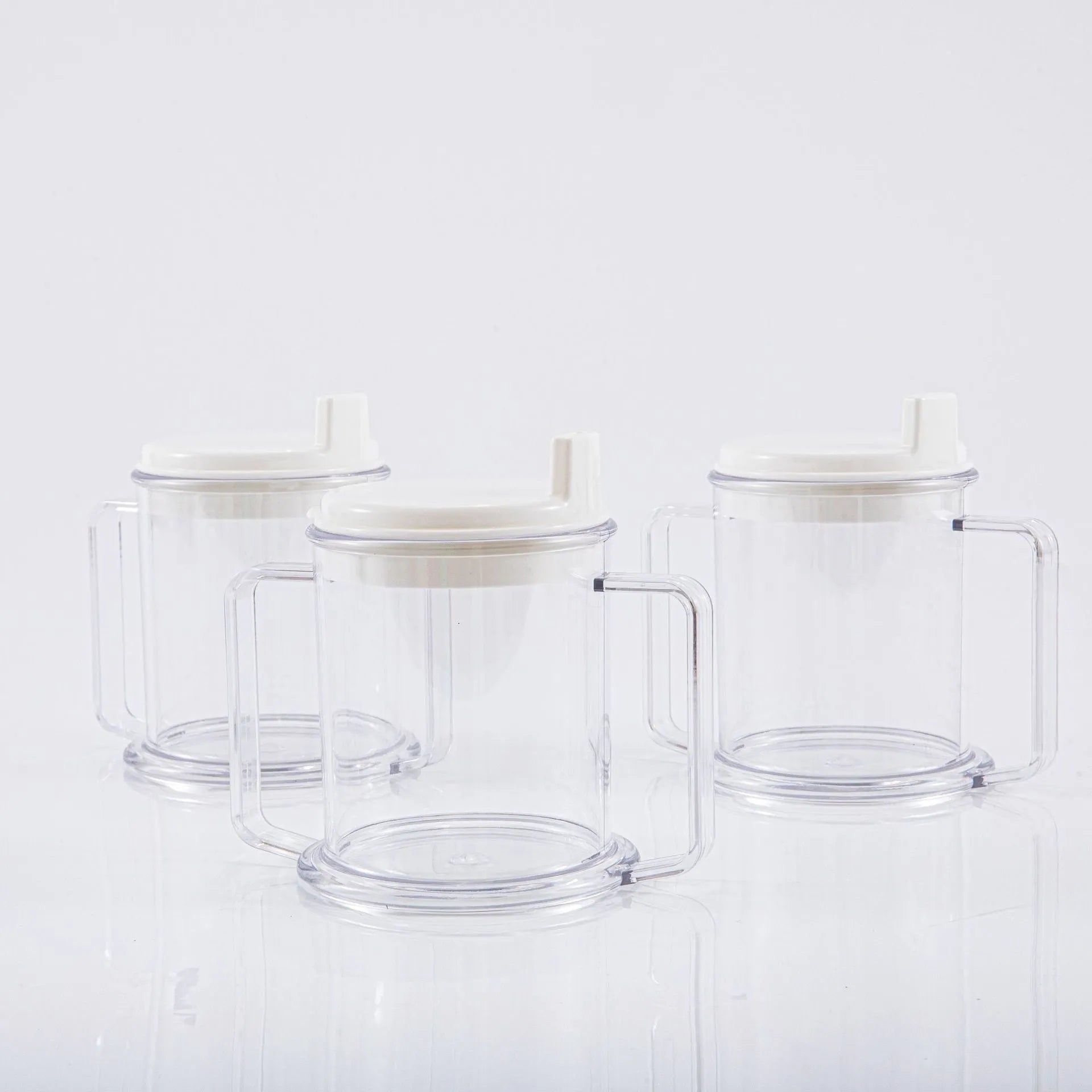 Transparent spill-proof lightweight drinking cup with modern minimalist design