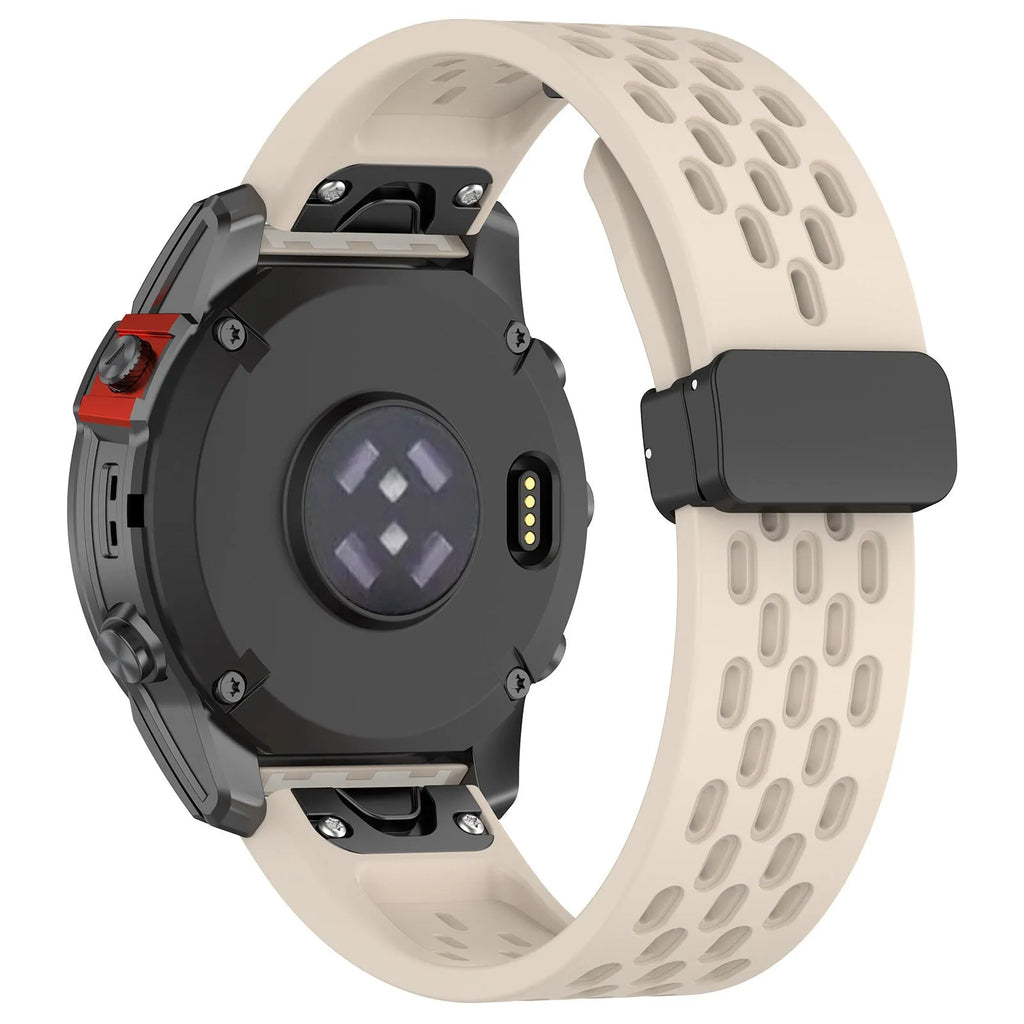 Garmin Fenix quick release silicone sport band in multiple colours showing quick-release mechanism.