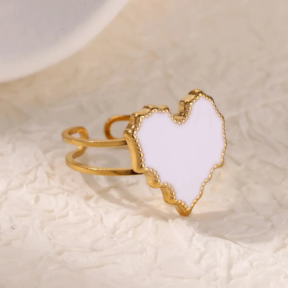 Stainless steel open mouth hollow flower ring for women in gold finish, JZ7020 series