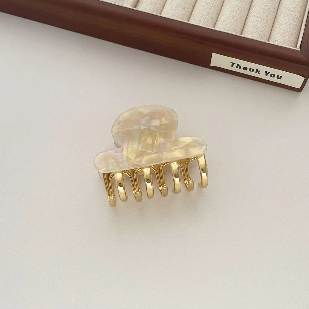 Women's dopamine retro acetate hair barrettes with metal grip in four colour options