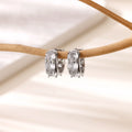 Women's silver U-shaped ear clip earrings with inlaid zircon stones