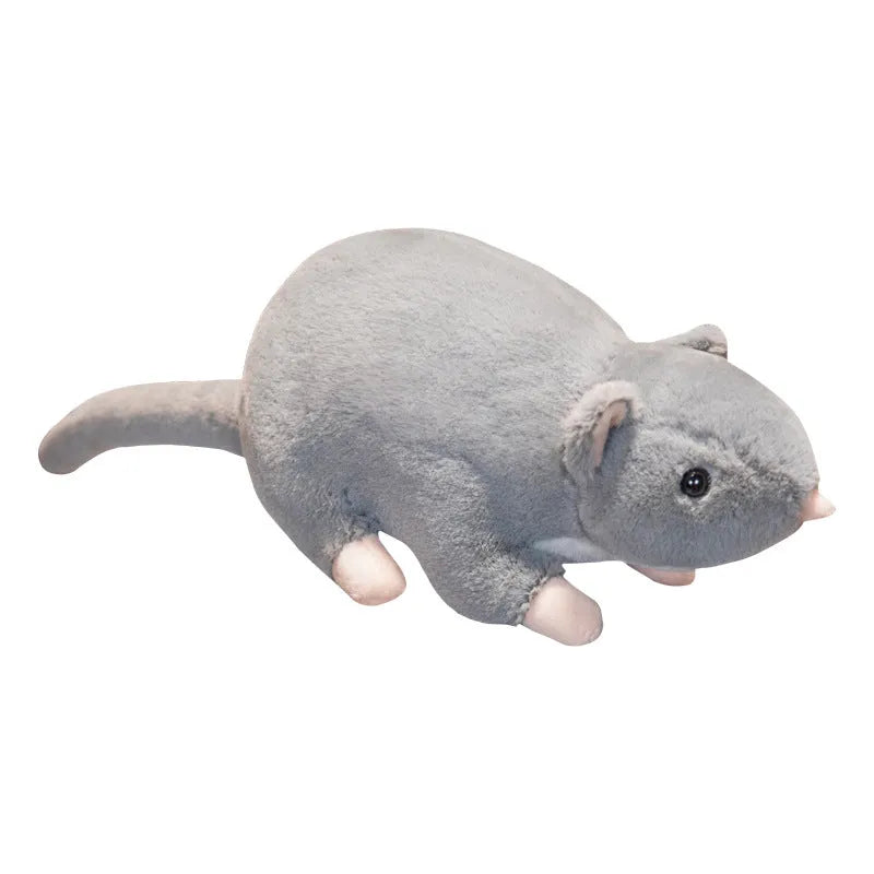Cartoon mouse plush doll toy in soft fabric with three size options displayed