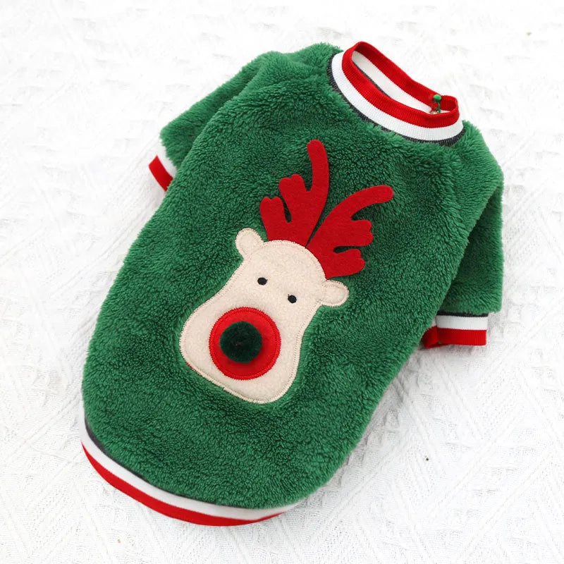 Dog Christmas pet clothing in red green colours casual four-legged cloth garment for small to large dogs