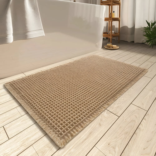 Checkered pattern non-slip bathroom floor carpet in a choice of colours and sizes