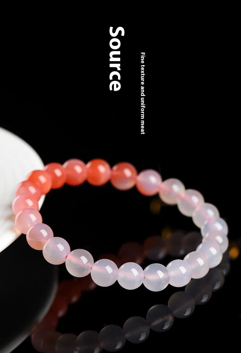 Natural gradient Yanyuan agate bracelet with geometric beads in salt source colour