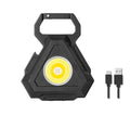 Black aluminium alloy USB rechargeable keychain flashlight with magnetic base and foldable handle