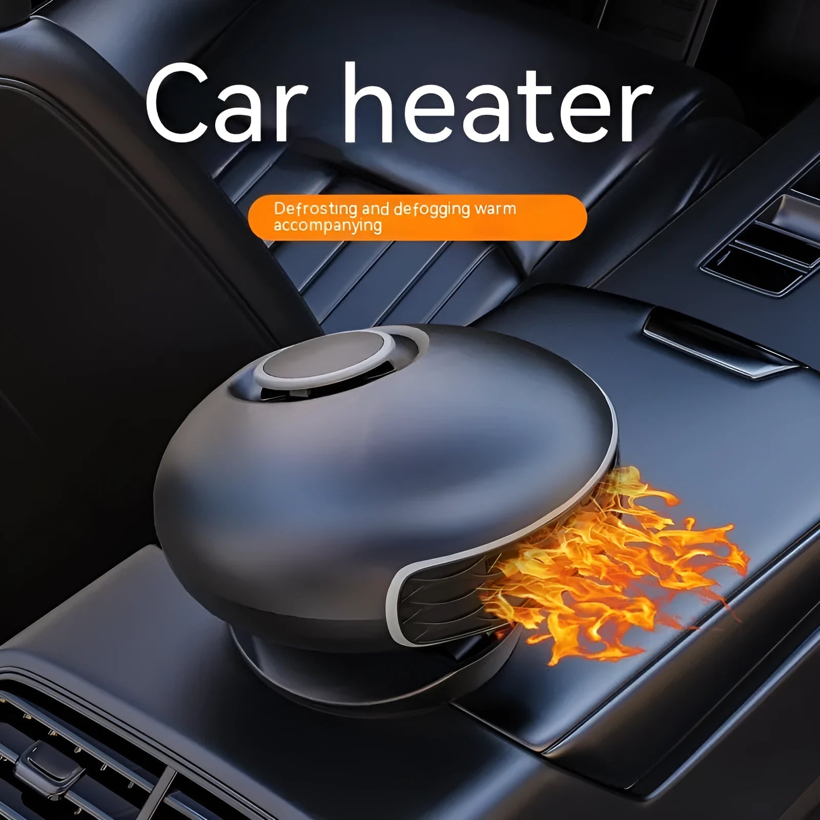 Black ABS plastic car warm air blower heater with long power cable for 12V and 24V vehicles