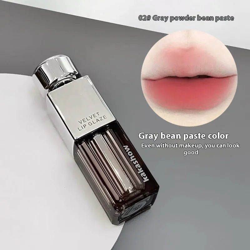Kakashow matte soft mist lipstick in velvet lip paint formula showing six colour options