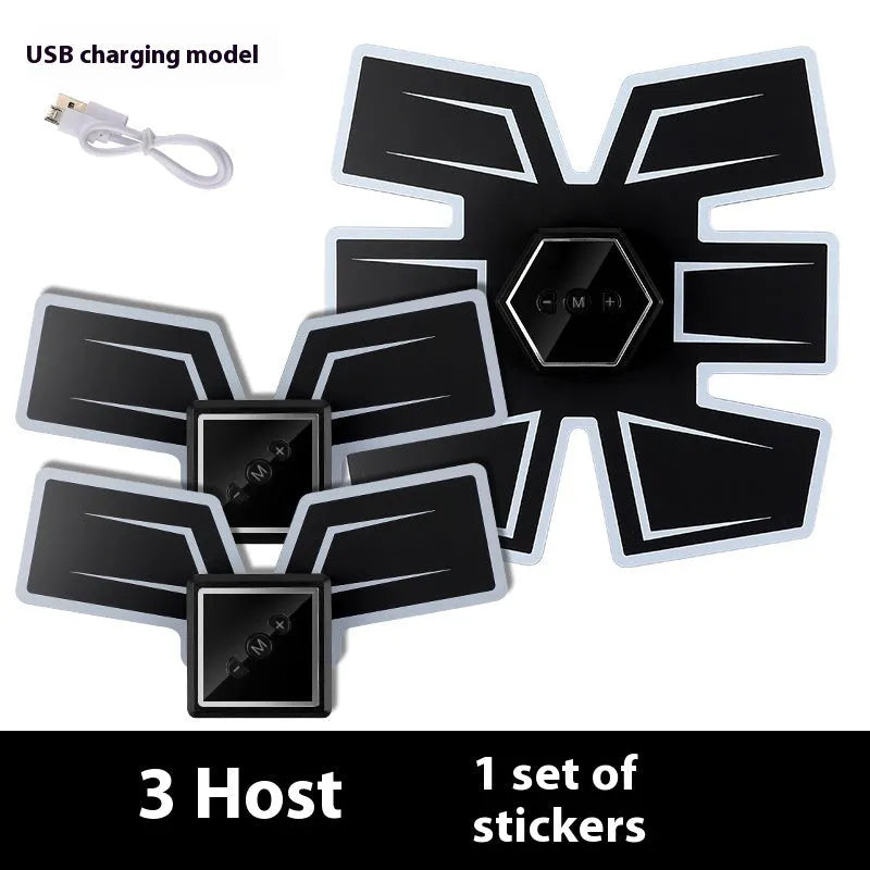 Set of eight rectangular abdominal massage patches for body sculpting and waist reduction.
