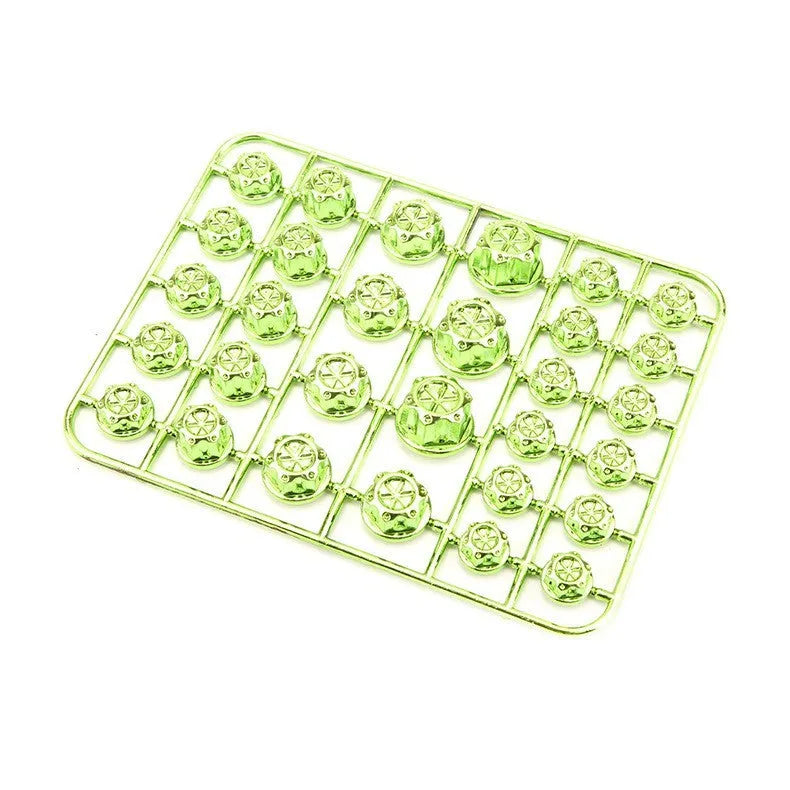 Set of 30 motorcycle engine screw caps in various colours including black, red, gold, blue, silver, green, orange, purple and yellow