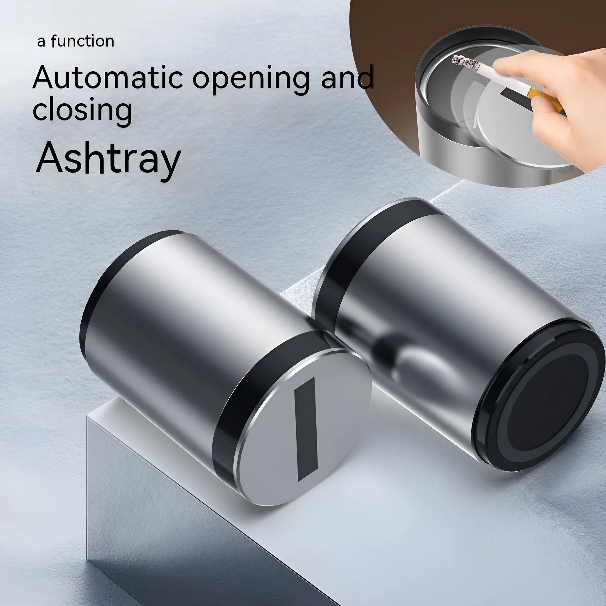Grey intelligent induction ashtray with automatic lid for car or home use