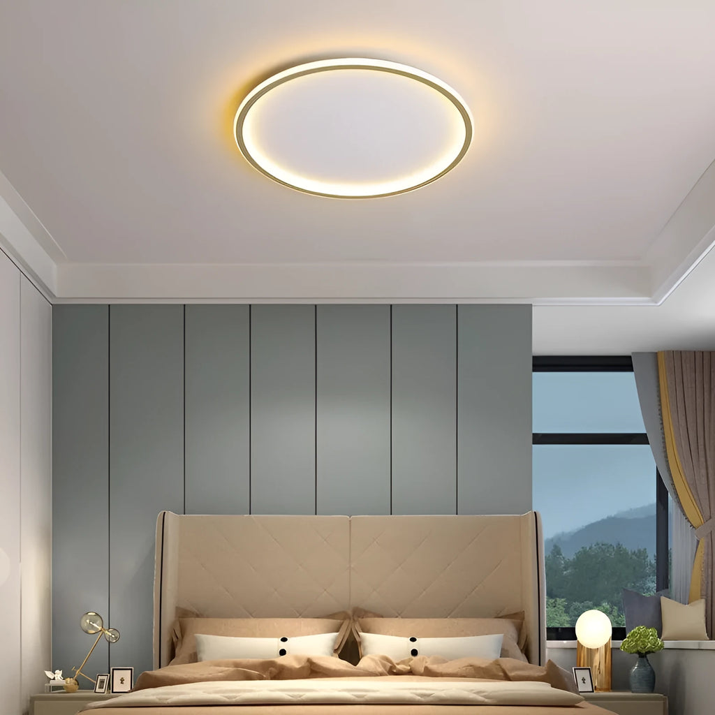 Modern minimalist bedroom ceiling lamp in black, gold or white finish with LED lighting and stepless dimming