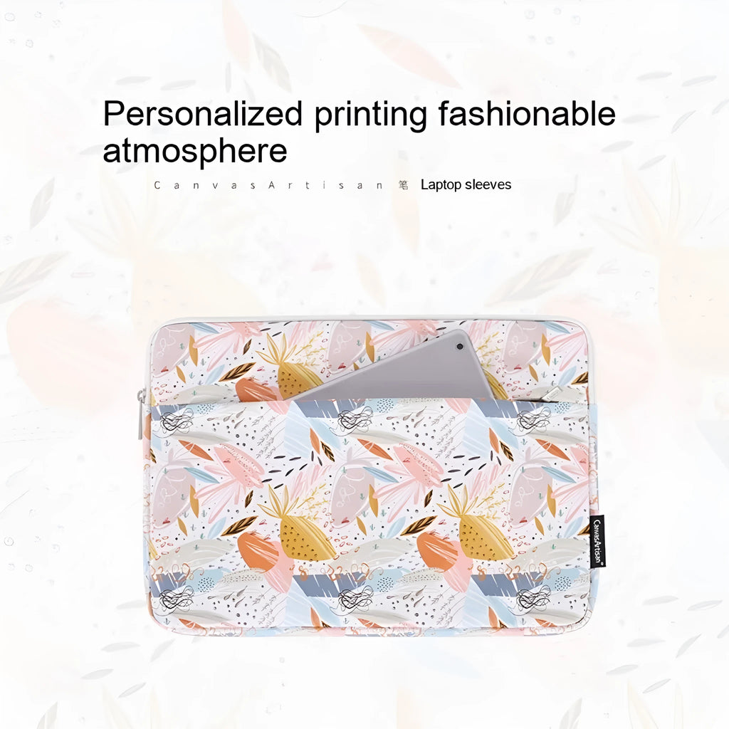 White waterproof PU leather laptop inner sleeve for 14 inch computers with anti-seismic padding.