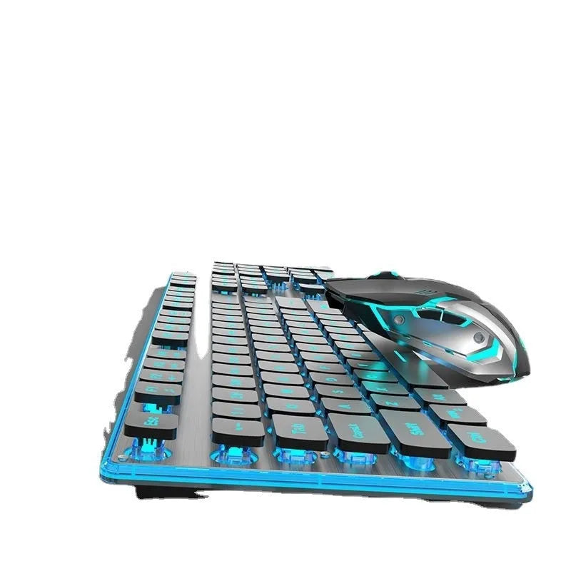 Wireless Bluetooth keyboard and mouse set with blue backlight in Cherry Blossom Pink colour