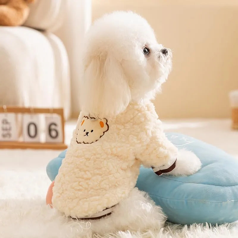 soft fleece dog hoodie in blessing animal pattern on a small dog autumn winter warm pet clothing