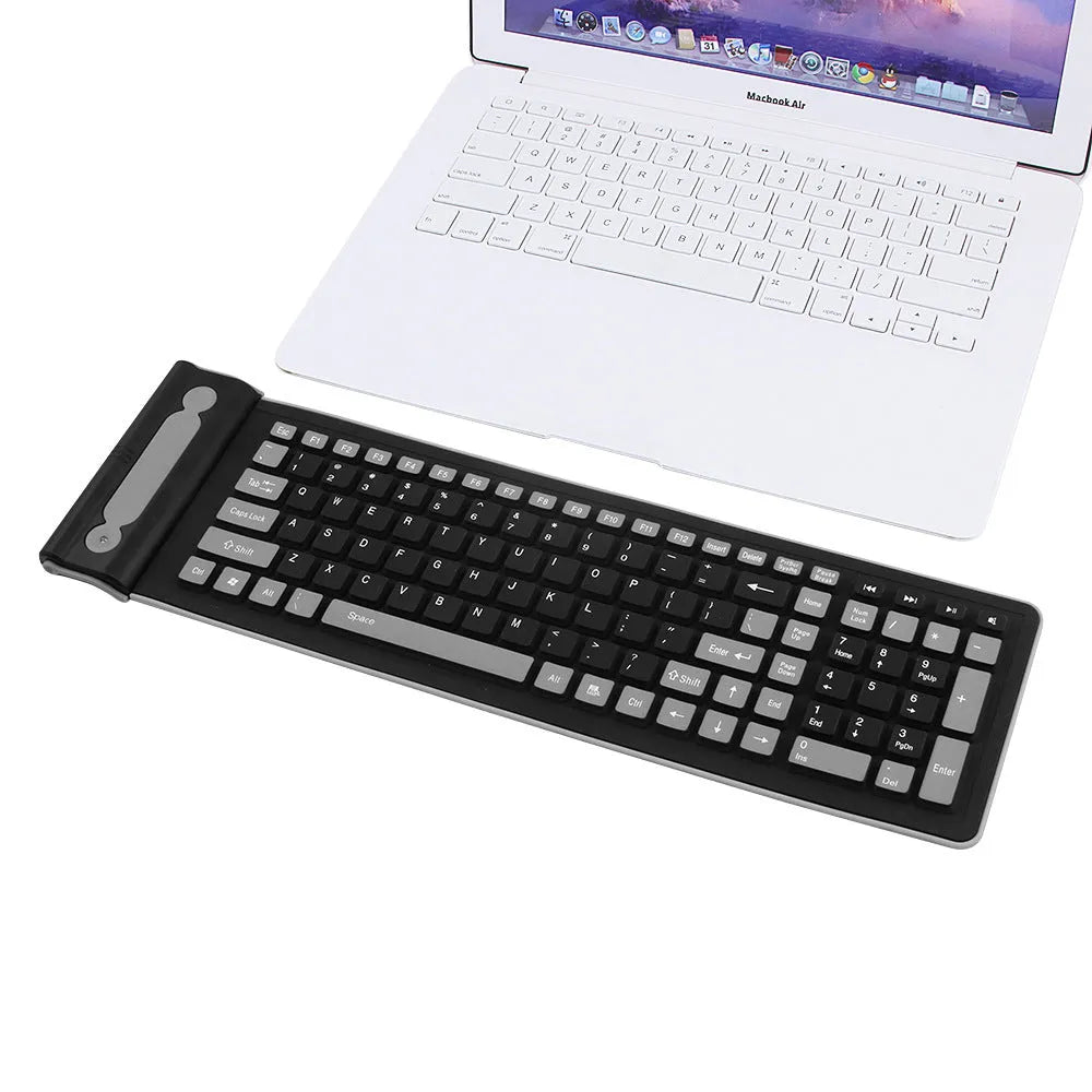 24g folding wireless silicone keyboard in Style1 shape on desk