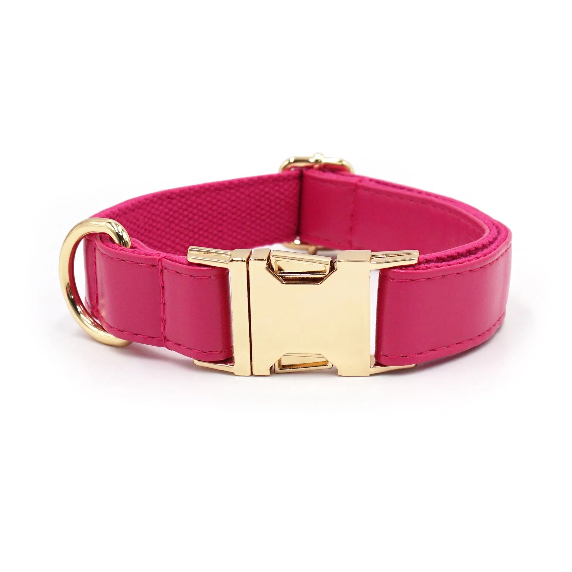 Simple colour block leather dog collar shown in caramel colour on a white background.