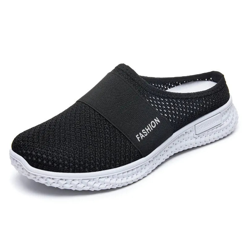 Women's mesh casual shoes with hollow-out design in black, grey, pink, and purple colour options