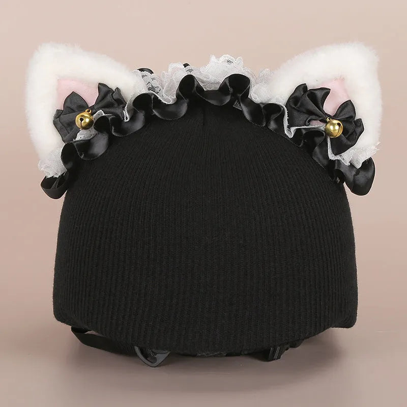 A soft plush cartoon character helmet cover for ears, shown in M size.
