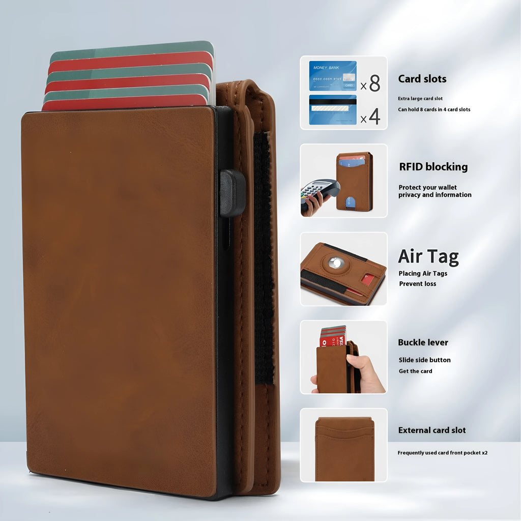 Men's microfiber card holder in black, dark brown and light brown colours with synthetic leather lining