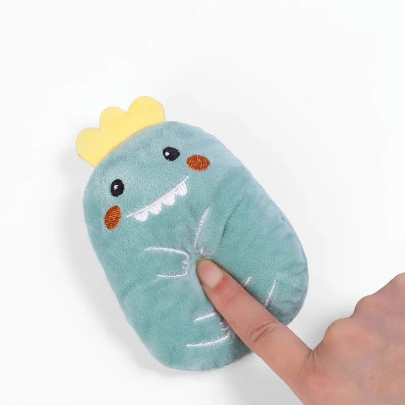 Brown teeth grinding catnip plush toy measuring 11x8x4.5cm for cats