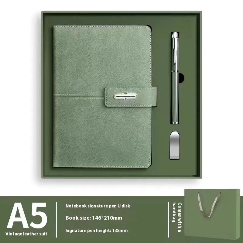 A5 notebook with PU leather cover in multiple colour options including red, green, blue and black