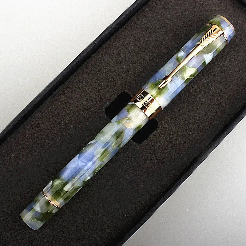 Deep bath green metal ballpoint pen showing three different tip size options