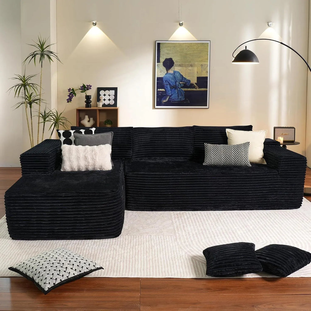 Installation-free flannel sofa in minimalist modern style, available in six colours for living room, hotel, office, or exhibition hall use.