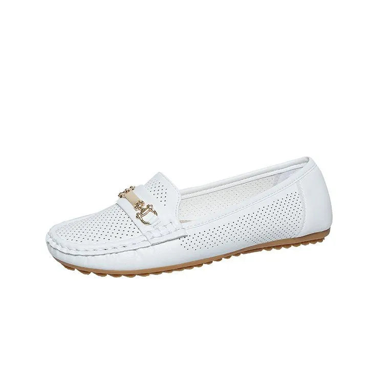 Women's flat casual shoes in white, black or khaki with artificial PU upper