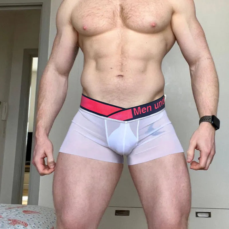 Men's low waist underwear with gradient laser design in breathable nylon modal fabric