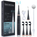 Portable electric toothbrush with white ABS plastic body, USB charging port, and up-and-down brush head on a clean surface
