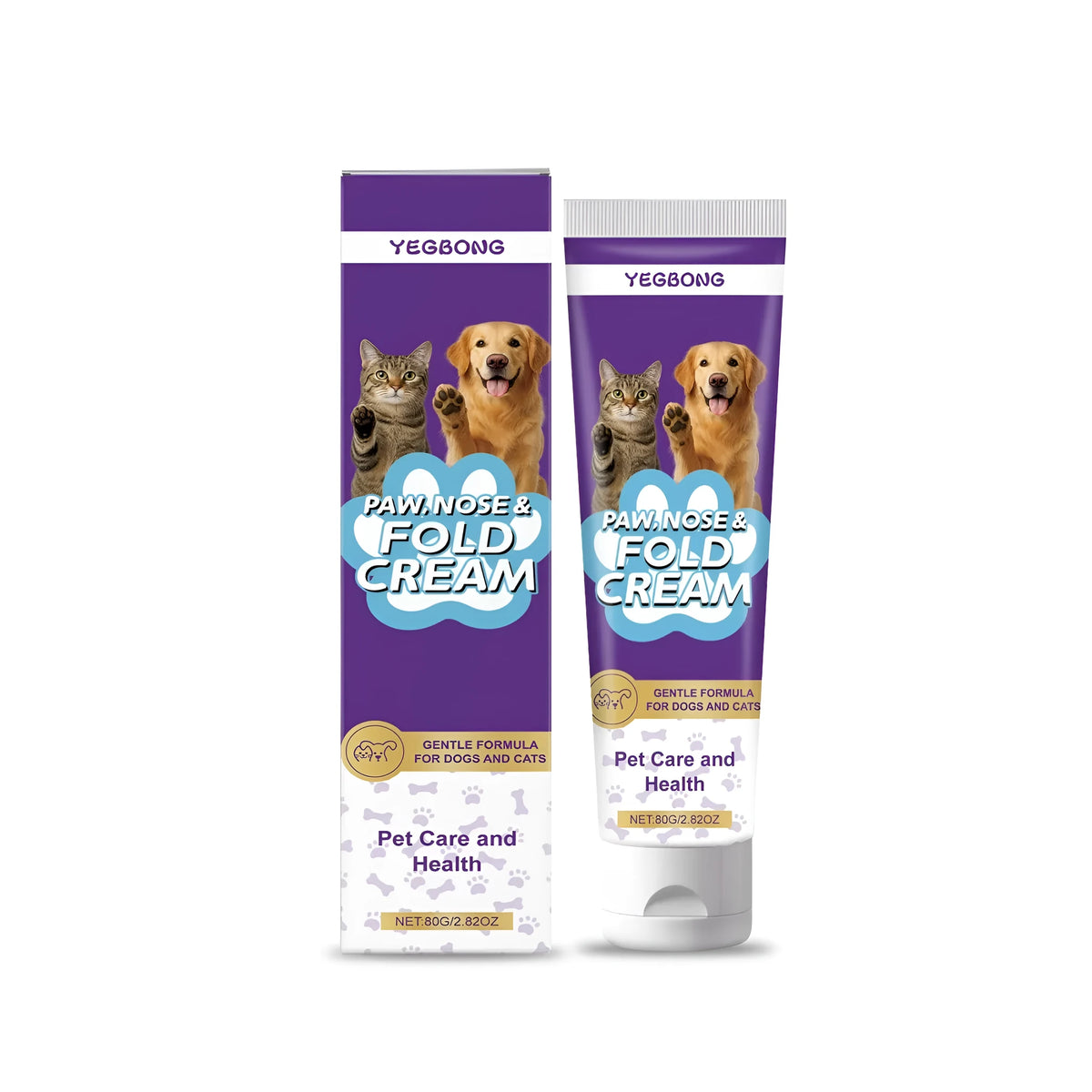 80g tube of pet soothing claw cream with shea butter, aloe extract, and coconut oil for dog and cat paw care