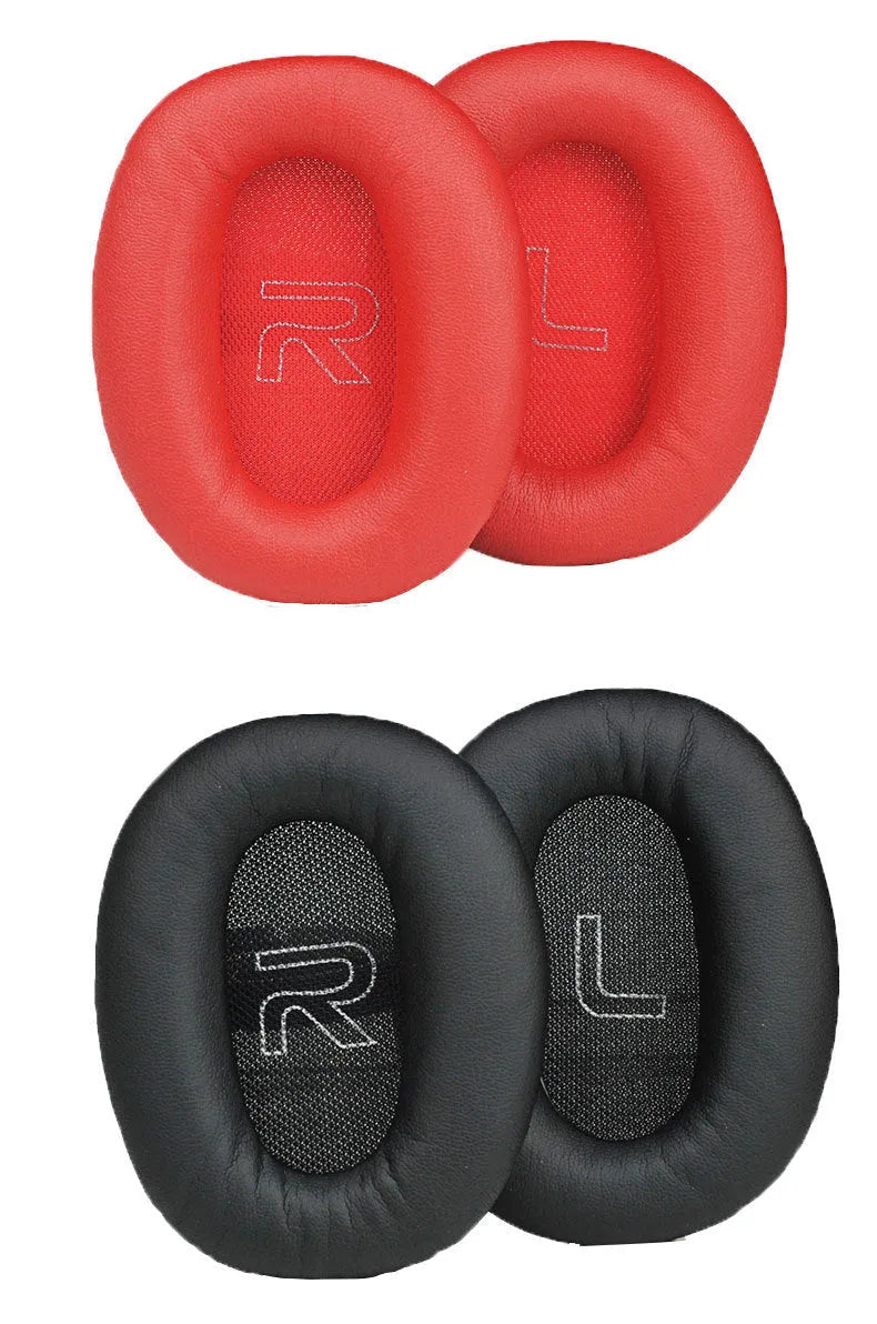 Pair of black protein skin earphone replacement cushions for Walker W820BT headphones on a white background