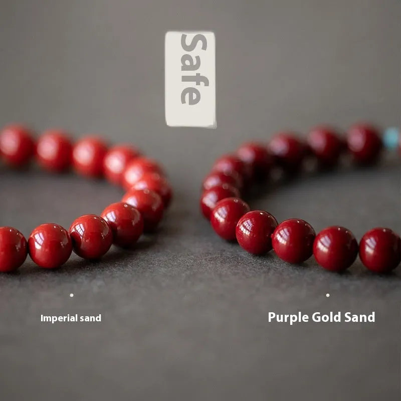 Cinnabar Hetian Jade geometric ellipse bead bracelet in purple gold sand colour with coated metal components