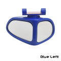 Small round adjustable car reversing mirror with adhesive back for wheel blind spot visibility.