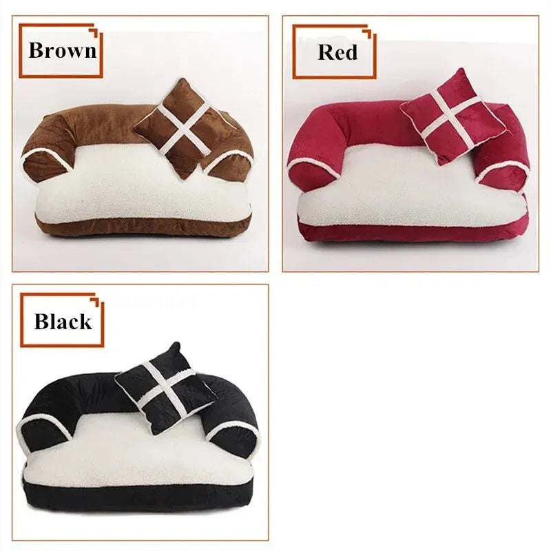 Soft dog bed cat sofa classic England style winter warm sleeping bed in brown colour with raised rim nest design