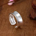 Korean frosted sterling silver adjustable open ring with geometric shape and electroplated finish