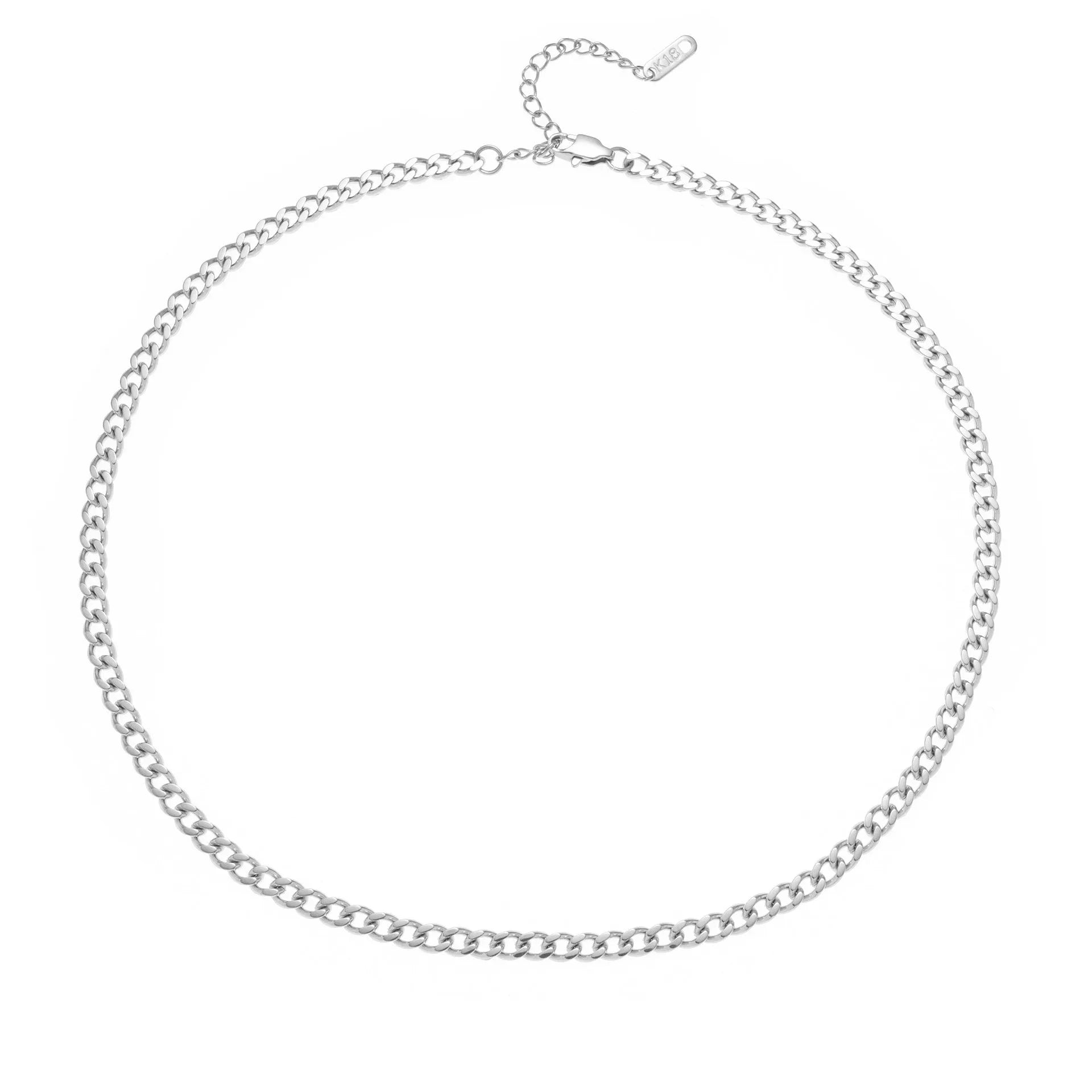 Titanium steel necklace with a choice of letter, number, or love heart pendant on a 40.5 cm chain.
